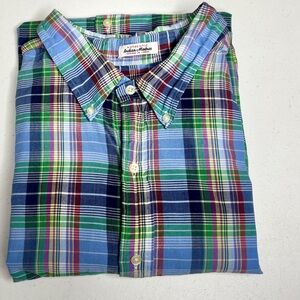 Ralph Lauren Indian Madras Blue Green Casual Button Down Shirt